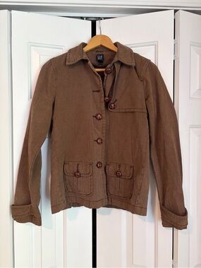 GAP Vintage Brown Herringbone Button Down Jacket